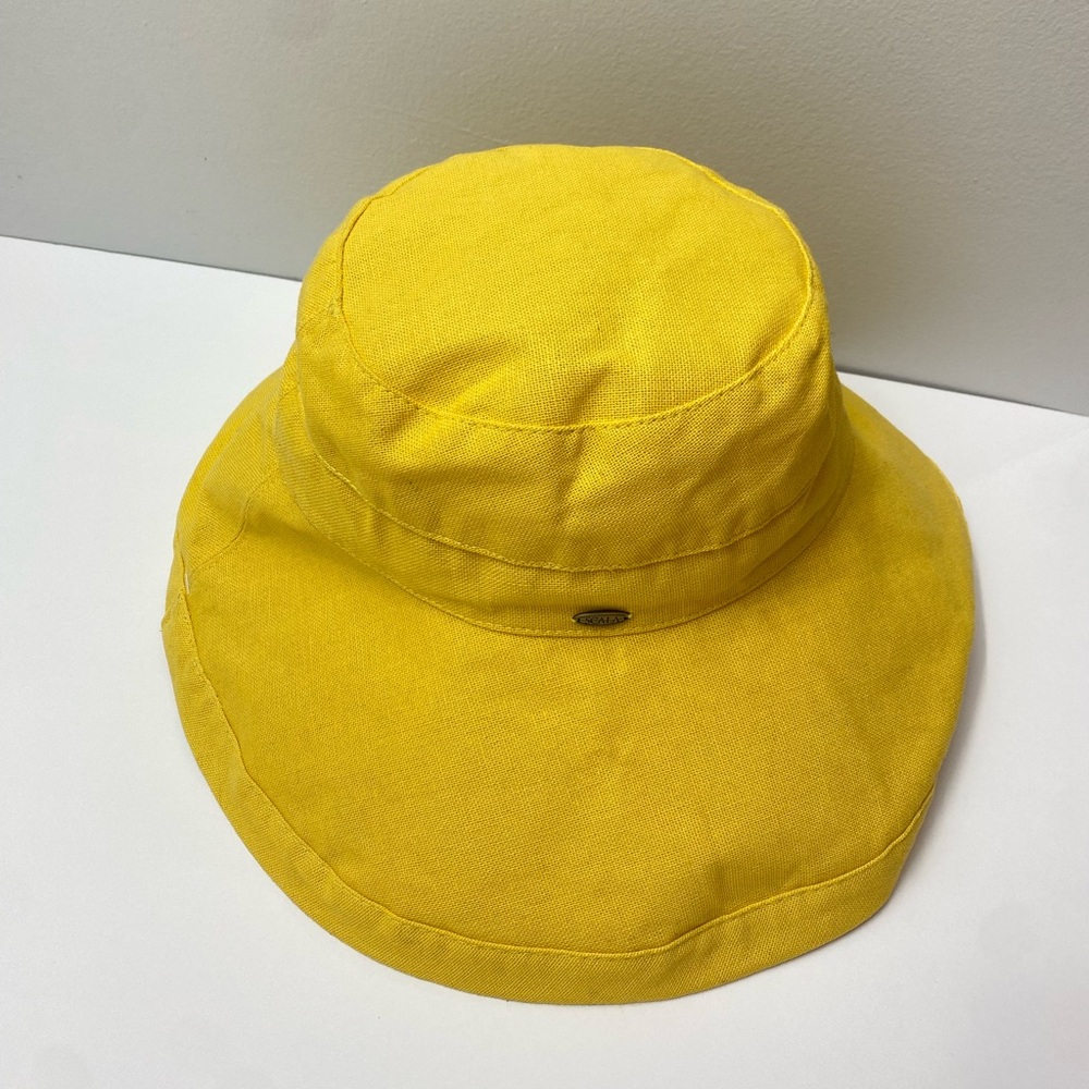 Scala UPF 50+ Cotton Sun Hat Wide Brim Banana Yellow Adjustable Drawstring